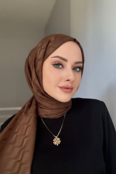 Byedauzunlar Coffee Patterned Silky Jacquard Shawl