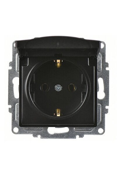 Günsan Visage Metallic Black Covered Grounded Socket Mechanism