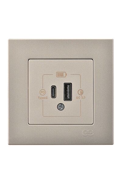 Günsan Günsan Eqona Metalik Bej Şarj Prizi 20W QC3.0 PD Type-C + USB Çift Çık...