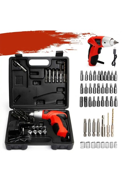 Primo Plus طقم مفكات براغي لاسلكية مكون من 44 قطعة باللونين الأسود والأحمر مق...