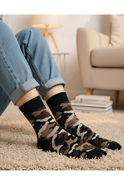 CLEWEAR Erkek Havlu Kamuflaj Soket Çorap