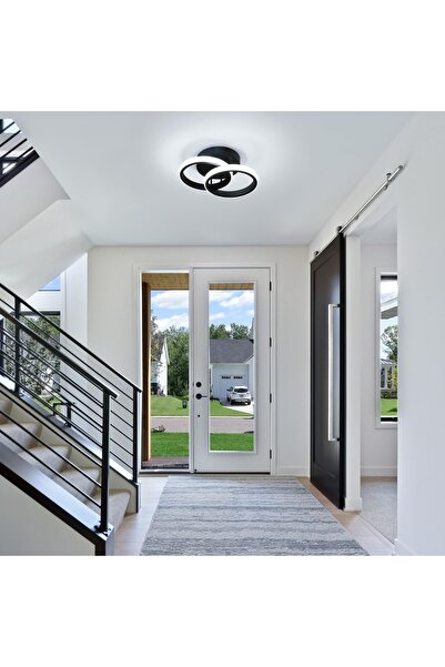 LEDIGANT Candelabru LED 20W - 2 cercuri, 3 setări de culoare, design modern, 24x17x10 cm, negru