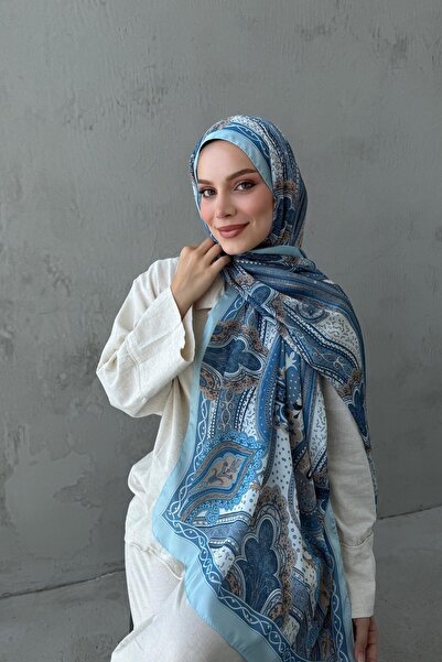 Byedauzunlar Şal de mătase indiană autentică Blue Mahra