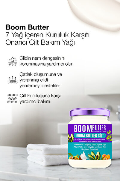BOOM BUTTER 7 Yağ Içeren Kuruluk Karşıtı Onarıcı Cilt Bakım Yağı 190 ml