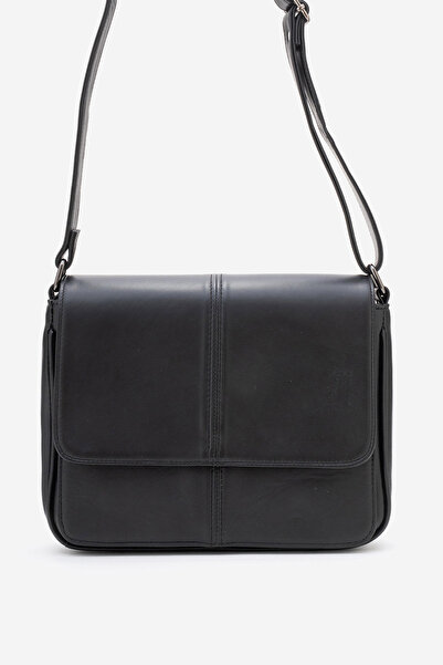Dericlub Model 2104 - Geantă crossbody neagră din piele naturală pentru femei