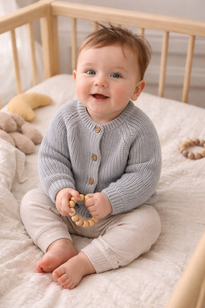 Minora Gray Knitwear Thessaloniki Knitted Baby Cardigan