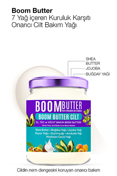 BOOM BUTTER 7 Yağ Içeren Kuruluk Karşıtı Onarıcı Cilt Bakım Yağı 190 ml