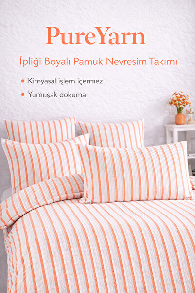 NazeninHome طقم غطاء لحاف من القطن الطبيعي المصبوغ بخيوط PureYarn، طقم مزدوج ...