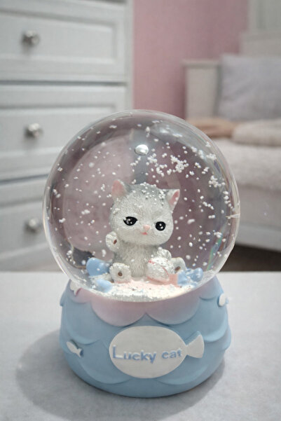 Müzikli Kar Küresi My Soft Life / Şans Kedisi "Maneki Neko" Işıklı,Müzikli Ka...