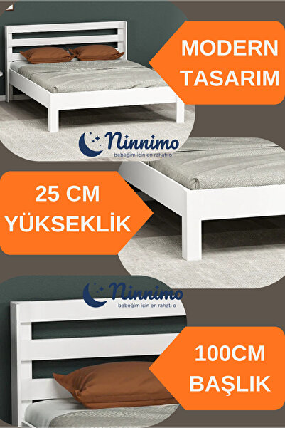 Ninnimo Elit ÇOCUK GENÇ YETİŞKİN TEK ÇİFT KİŞİLİK PARLAK Beyaz MDF Karyola BA...