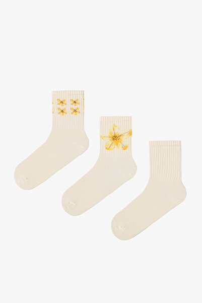 Penti Yellow Floral 3-Piece Socks
