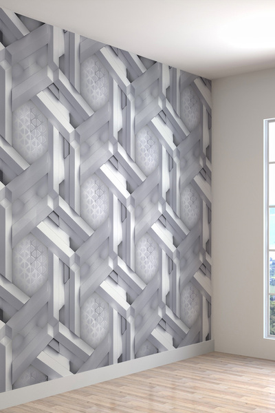 dreamwall 3 Boyutlu Geometrik Petek Izgara Desenli Tekstil Duvar Kağıdı