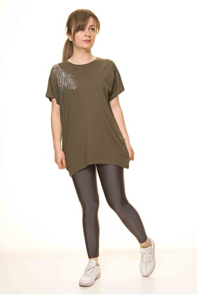 sharin Ženska bluza sa vezom od kaki kamena 14D-30623