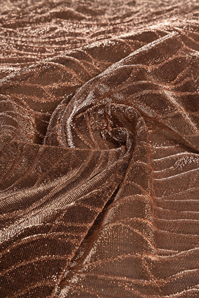 Kumaş Deposu Πλεκτό ύφασμα βραδινό φόρεμα με σχέδιο Moonlight Copper