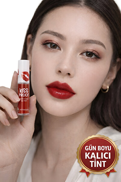Kozmetik Kiss Proof Gün Boyu Kalıcı Su Bazlı Lip Tint – Bulaşmaz, Canlı Kırmızı