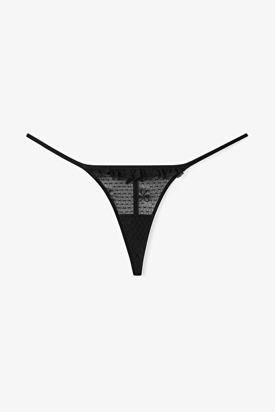 Penti Black Frill Detailed Mini String Panties