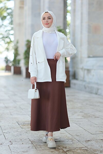 LOCCO Fusta maro de scuba - cu talie elastica