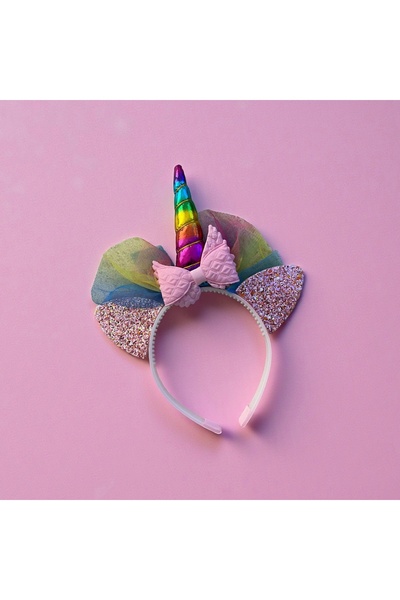 BTRENDY Kız çocuk unicorn boynuzlu karışık renkli sevimli taç