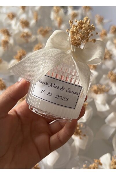 Le Kiv Home 25 Adet - Beyaz Renkli Mum - Şeffaf Mika Kutu