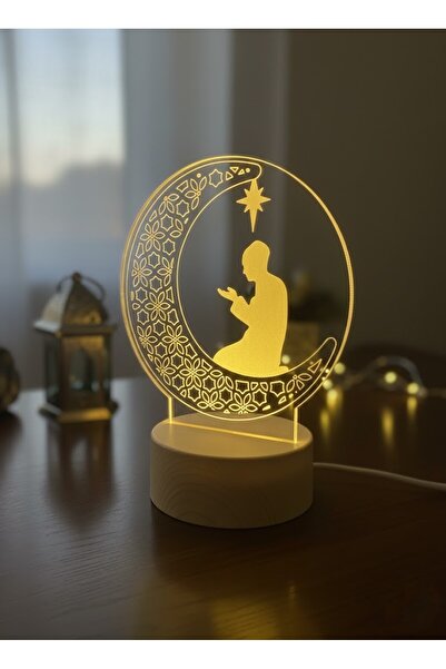 Generic مصباح ليلي بتقنية LED ثلاثي الأبعاد بتصميم إبداعي على شكل هلال، يعمل ...