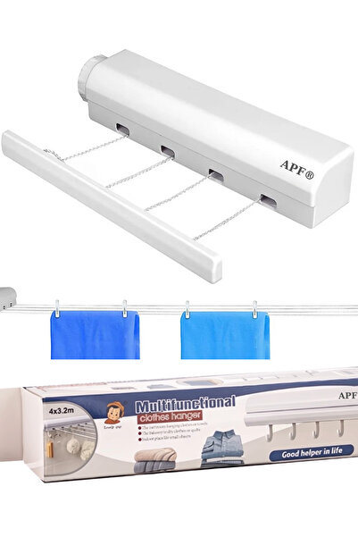 APF 4-line clothes dryer, retractable, polypropylene and polyester, White