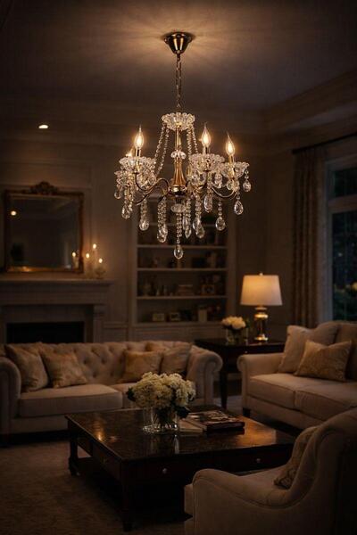 HAMER نجف كلاسيك بخطوط زخرفية شمعدان ذهبي + فضي