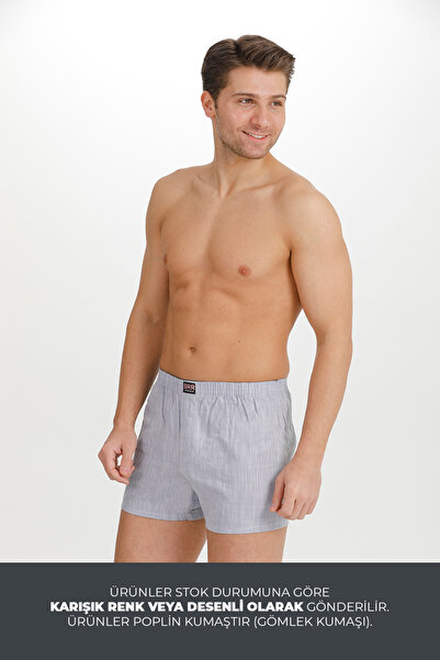 BRR İç Giyim 3’lü Paket Karışık Renk Poplin Boxer Şort