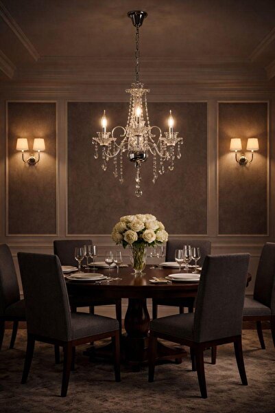 HAMER ثريا كلاسيكيه فاخرة مودرن شمعدان فضي مع شفاف E14*3