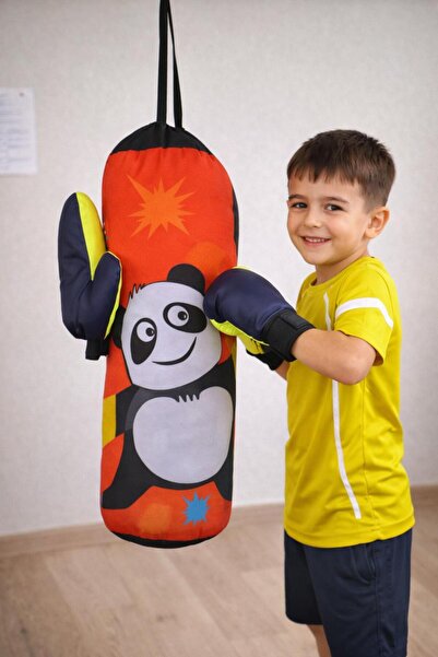 Leyaton Çocuk Boks Torbası Seti Eldivenli Hediyeli Kum Torbası (no-3)