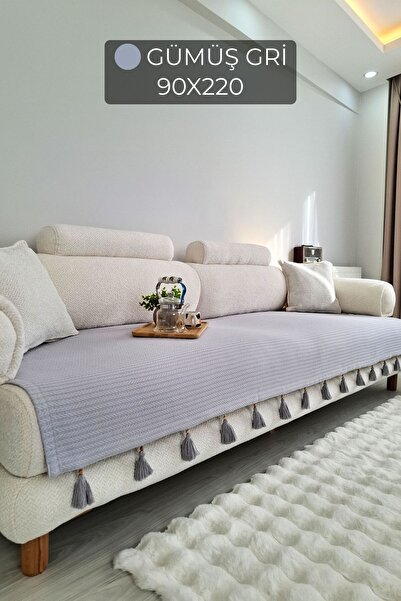 ARVA Home Koltuk Örtüsü Püsküllü Çekyat Örtüsü 200 X 95