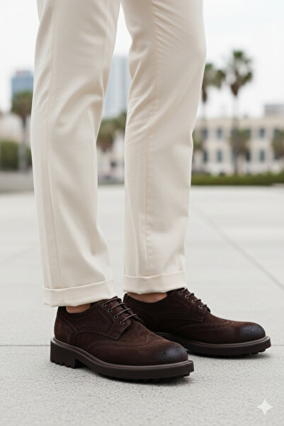 Lufian Hakiki Deri Bağcıklı Erkek Günlük Loafer Ayakkabı Kahverengi