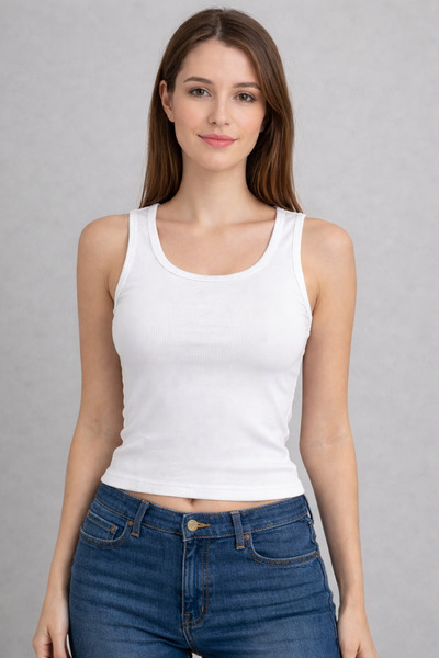 POLYMOOD Women's White Soft Textured Cotton Stretchy Round Neck Undershirt - ...