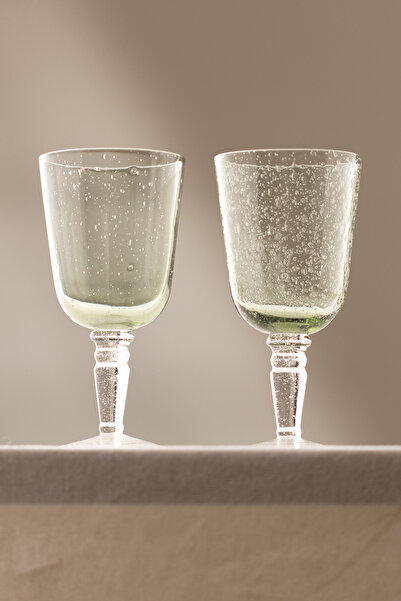 Rakle Rita El Yapımı Kendinden Renkli 2'li Kadeh Seti Yeşil 330 cc