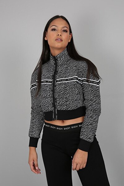 Banadamoda Φούτερ με μαύρο σχέδιο με ριμπ φερμουάρ