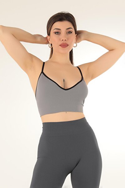 Miorre Sutien sport fără susținere cu coaste cu decolteu în V - curea subțire