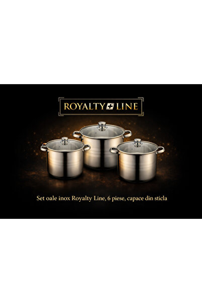 Royalty Line Set of 3 stainless steel pots with lids, 8.8 liters, 10.6 liters...