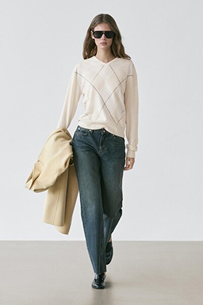 Massimo Dutti Yünlü argyle triko kazak