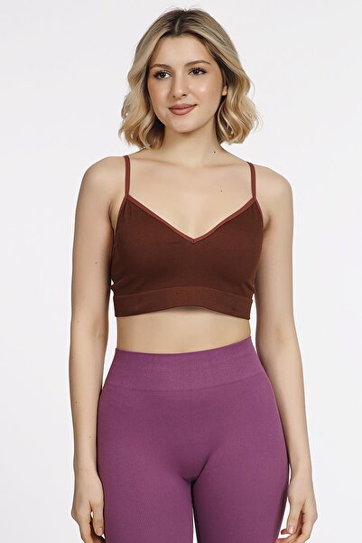 Miorre Sutien sport fără susținere cu coaste cu decolteu în V - curea subțire