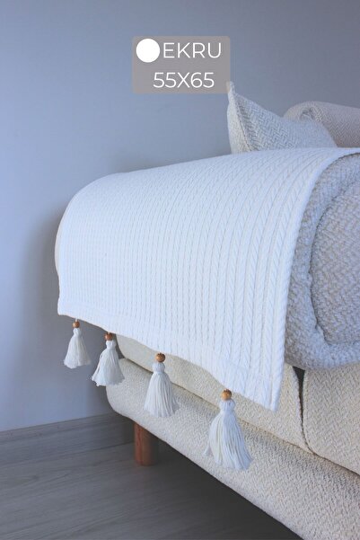 ARVA غطاء مقعد مزخرف بشرابة من القطن مكون من قطعتين