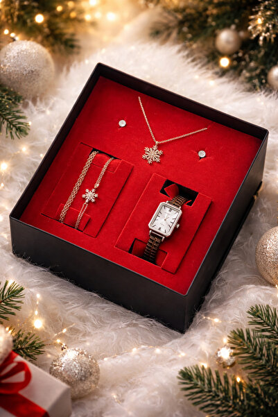 wesscollection Kadın Kol Saati Kolye Bileklik Ve Küpe Seti - GÜMÜŞ