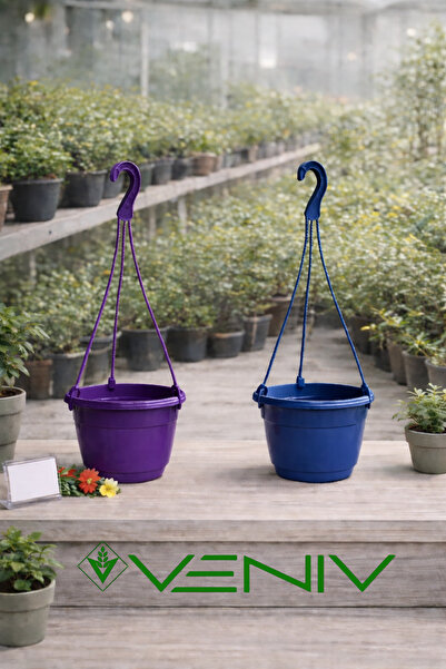 VENİV 2 Adet Askılı Dekoratif Saksı 18 cm Çap Yükseklik 12 cm