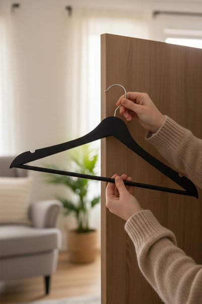 Koçyiğit Plastik Wood Look Premium Quality 12-Piece Plastic Clothes Hanger - Black