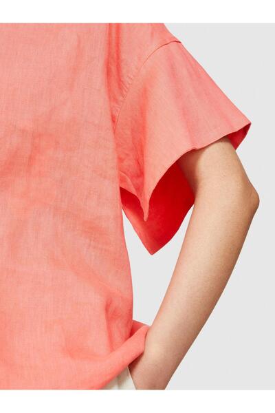 Sisley 100% Linen Relaxed Fit Boat Neck Blouse Women's Editable Blouse - 324P...