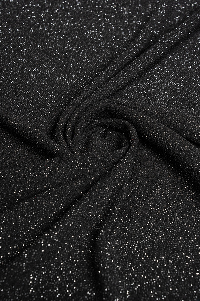 Kumaş Deposu Πλεκτό βραδινό ύφασμα Fukuro με μαύρο φόντο και ασημί λάμψη