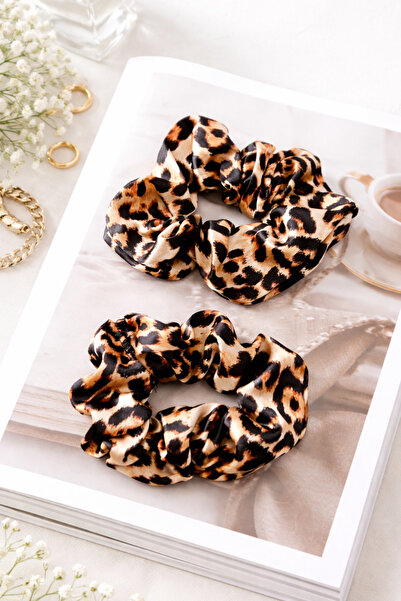Tupek Store 2’li Set Leopar Desenli Saten Simit Toka – Zarif, Yumuşak ve Saç ...