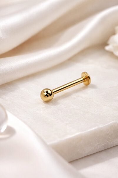 FA LORA TAKI Cerrahi Çelik Tragus Kıkırdak Helix Labret Top Piercing Gold 8MM