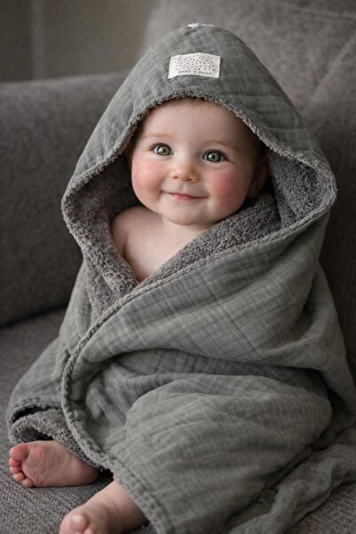 GÜRPAMUK HOME & BABY OUTLET - منشفة حمام للأطفال من القطن والموسلين مزدوجة ال...