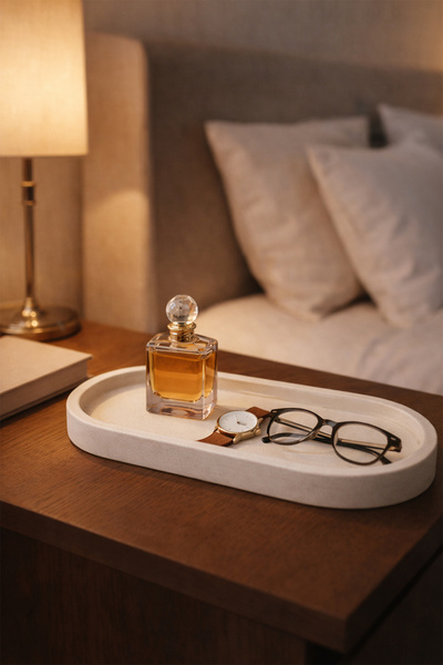 Otaera Oval Shape Large Decorative Tray – Handmade Stone Texture, Stylish Pre...