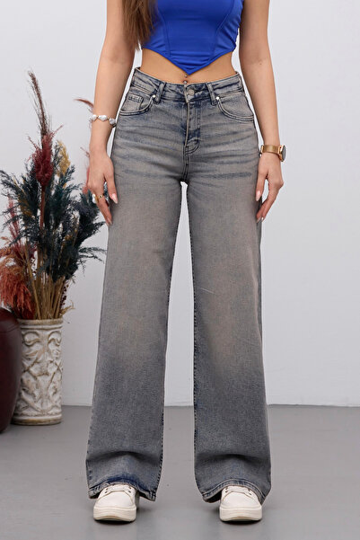 BİKELİFE Blugi casual pentru femei, cu talie înaltă, elastic, cu efect de dec...