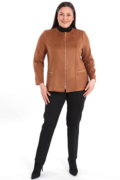 Metpoint Zippered Brown Suede Jacket